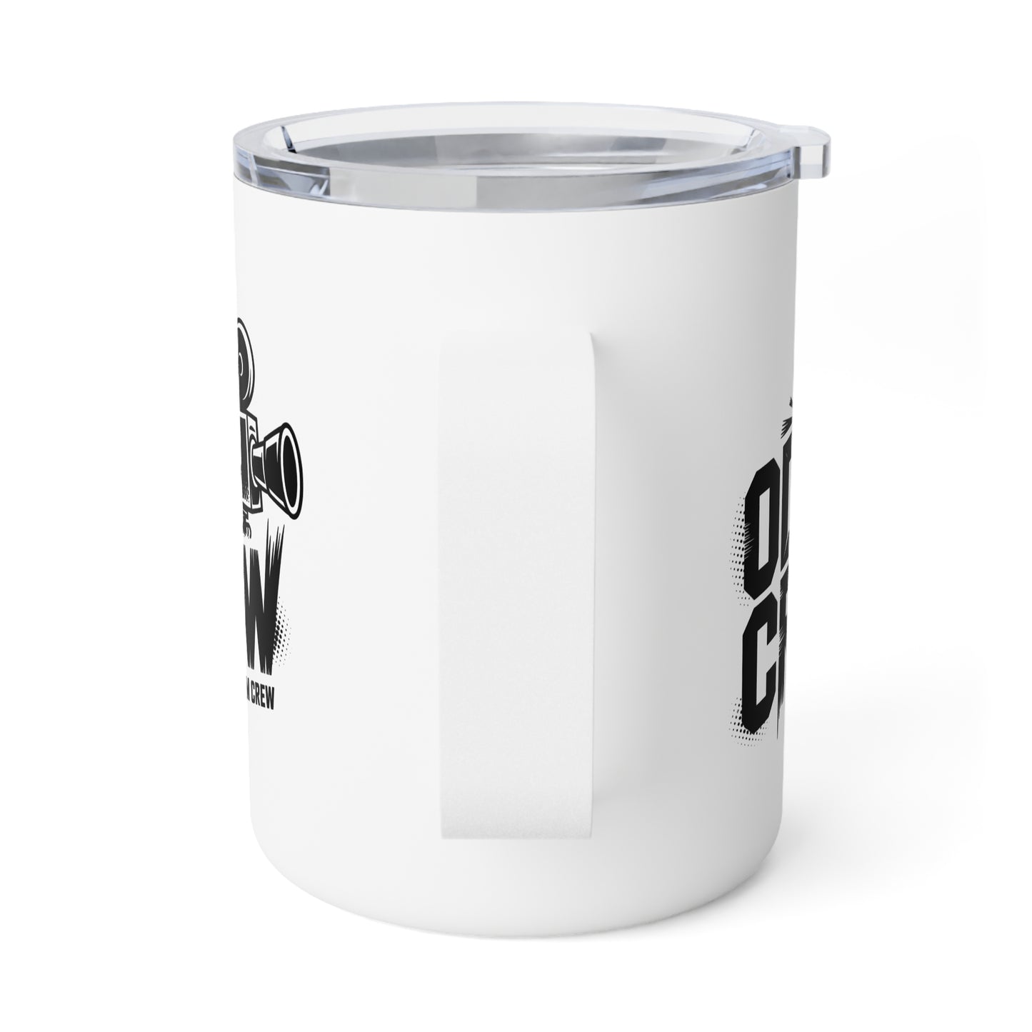 Insulated Coffee Mug — Retro Film Camera 'Cine Crew' 10oz Travel Tumbler