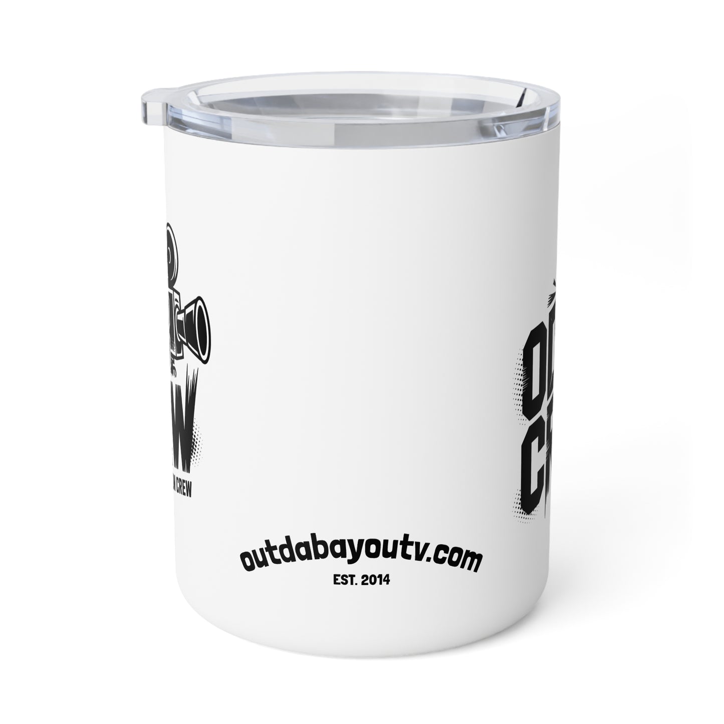 Insulated Coffee Mug — Retro Film Camera 'Cine Crew' 10oz Travel Tumbler
