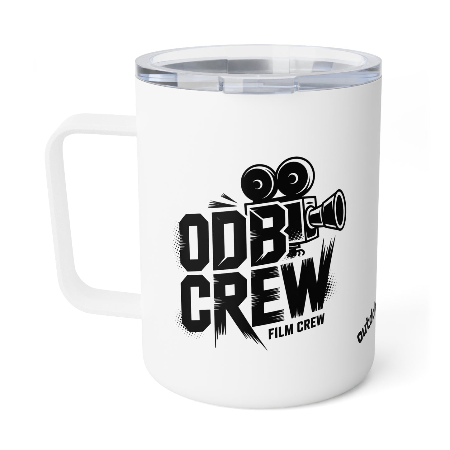 Insulated Coffee Mug — Retro Film Camera 'Cine Crew' 10oz Travel Tumbler